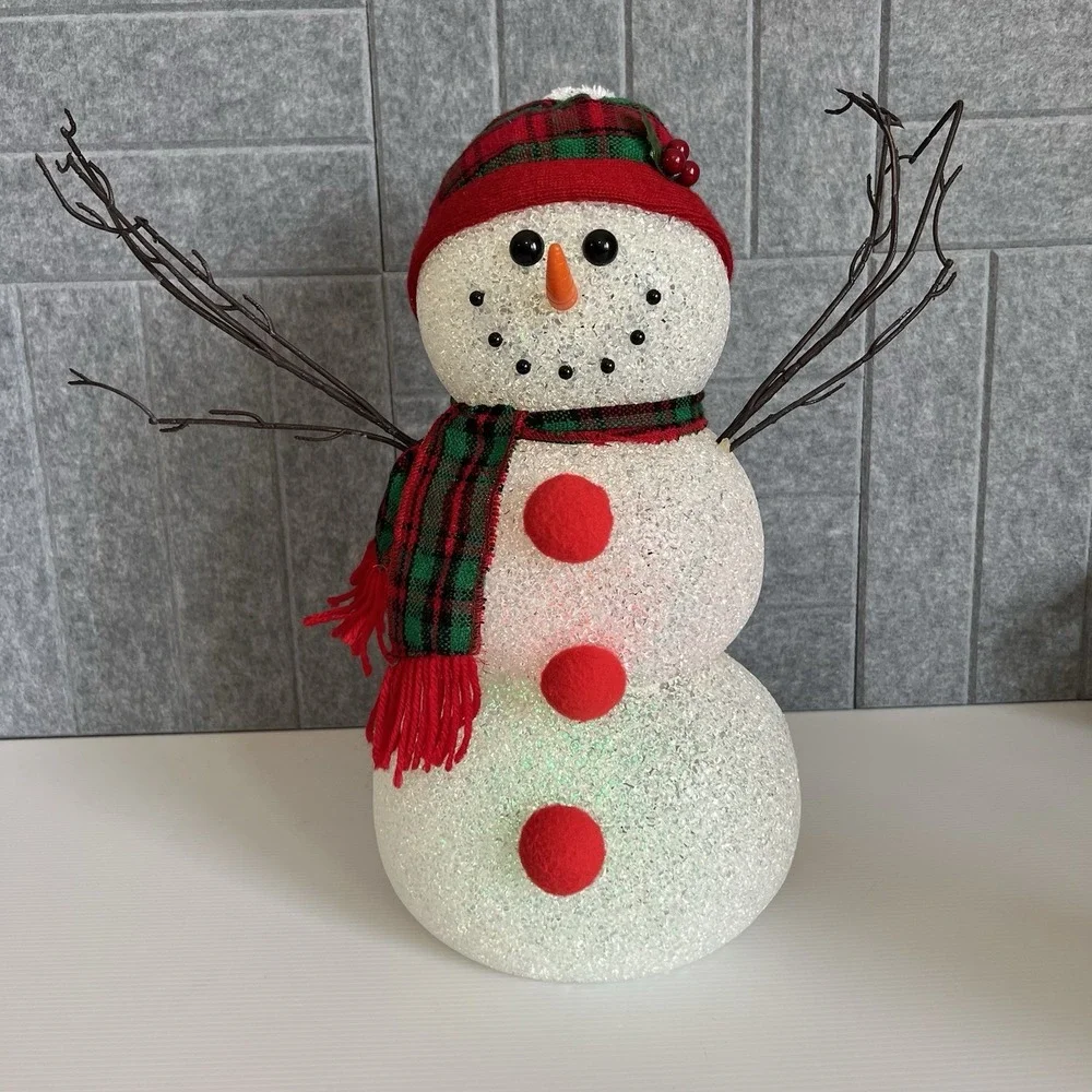 Vintage Melted Popcorn Snowman Color Changing Large 15